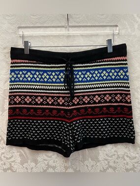 American Eagle Women’s Patterned Knit Sweater Shorts In Fair Isle Design Size XL